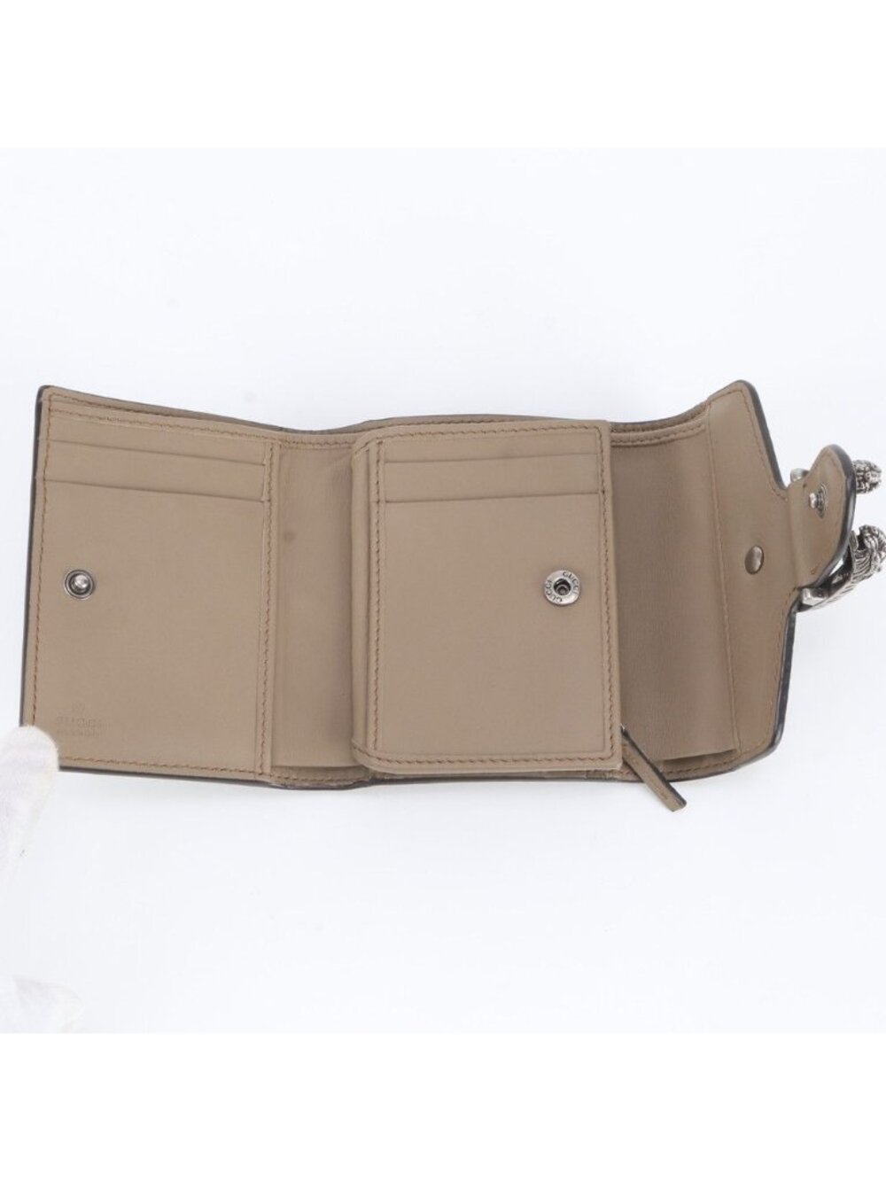 Gucci GG Supreme Dionysus Leather Trifold Wallet Compact - Picture 6 of 10
